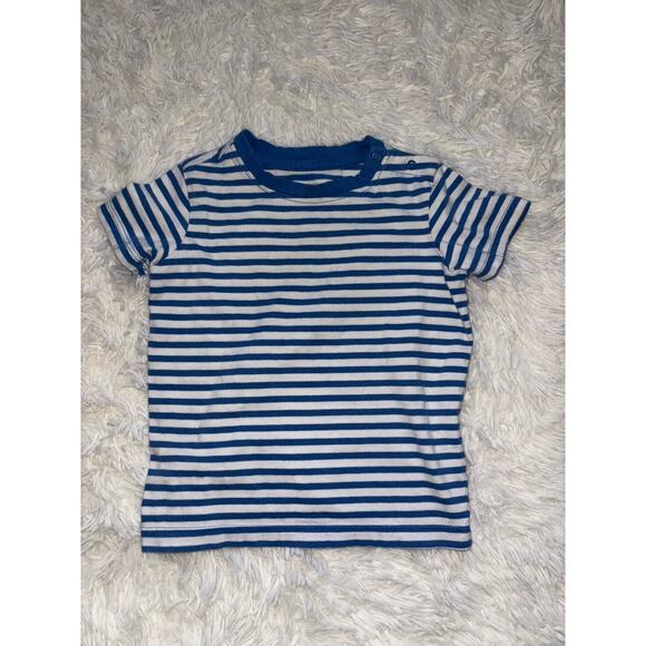 Primary Toddler Boy Sz. 12/18 Mo. Blue & Wht Striped Tee. Adorable - Picture 1 of 4